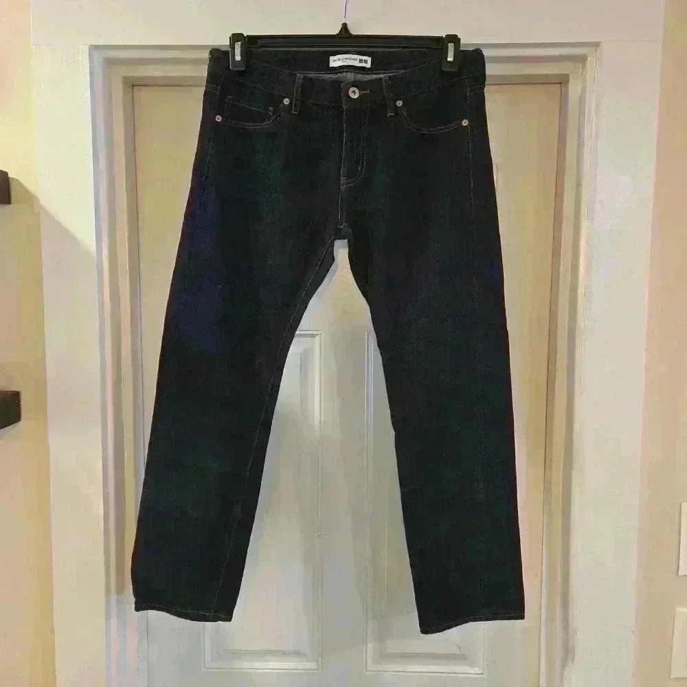 Ines De La Fressange Womens Cotton Straight Slim Dark Blue Jeans Size 11